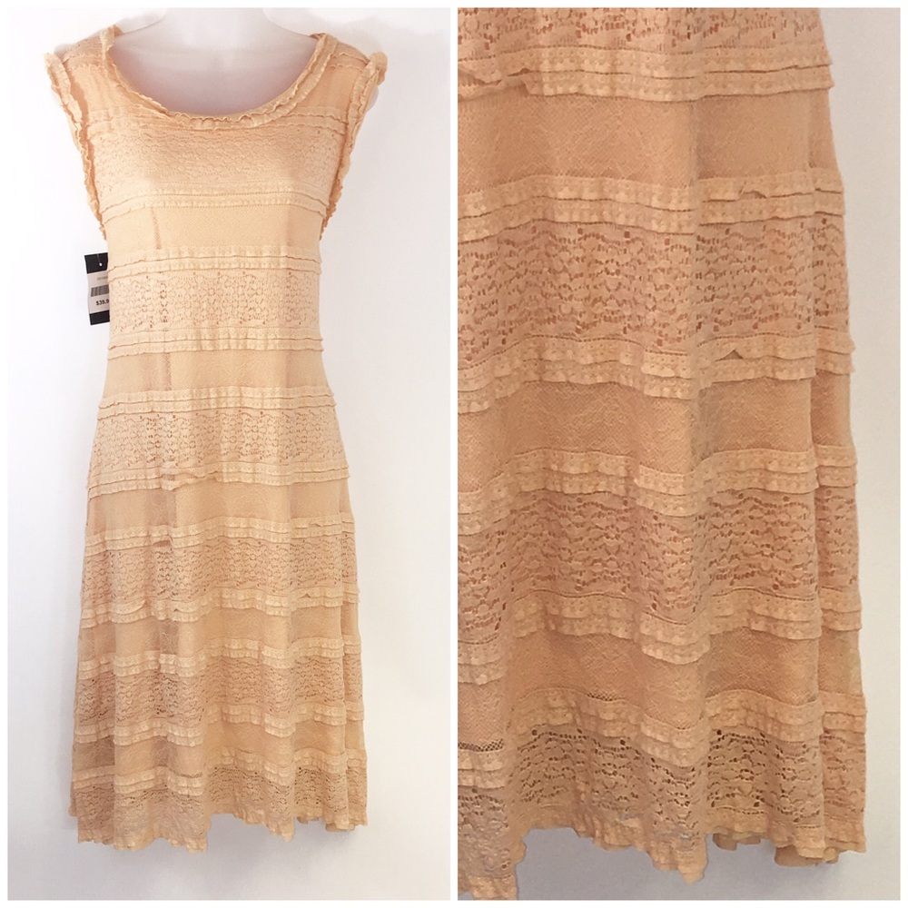 EBZA sleeveless PEACH NUDE midi dress XXL & L NEW